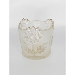Frosted Crystal‎ Sunflower Votive Candle Holder * Beautiful *
